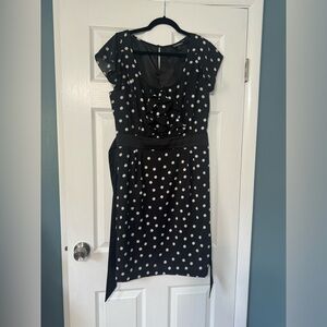 Black and white polka dot knee length dress